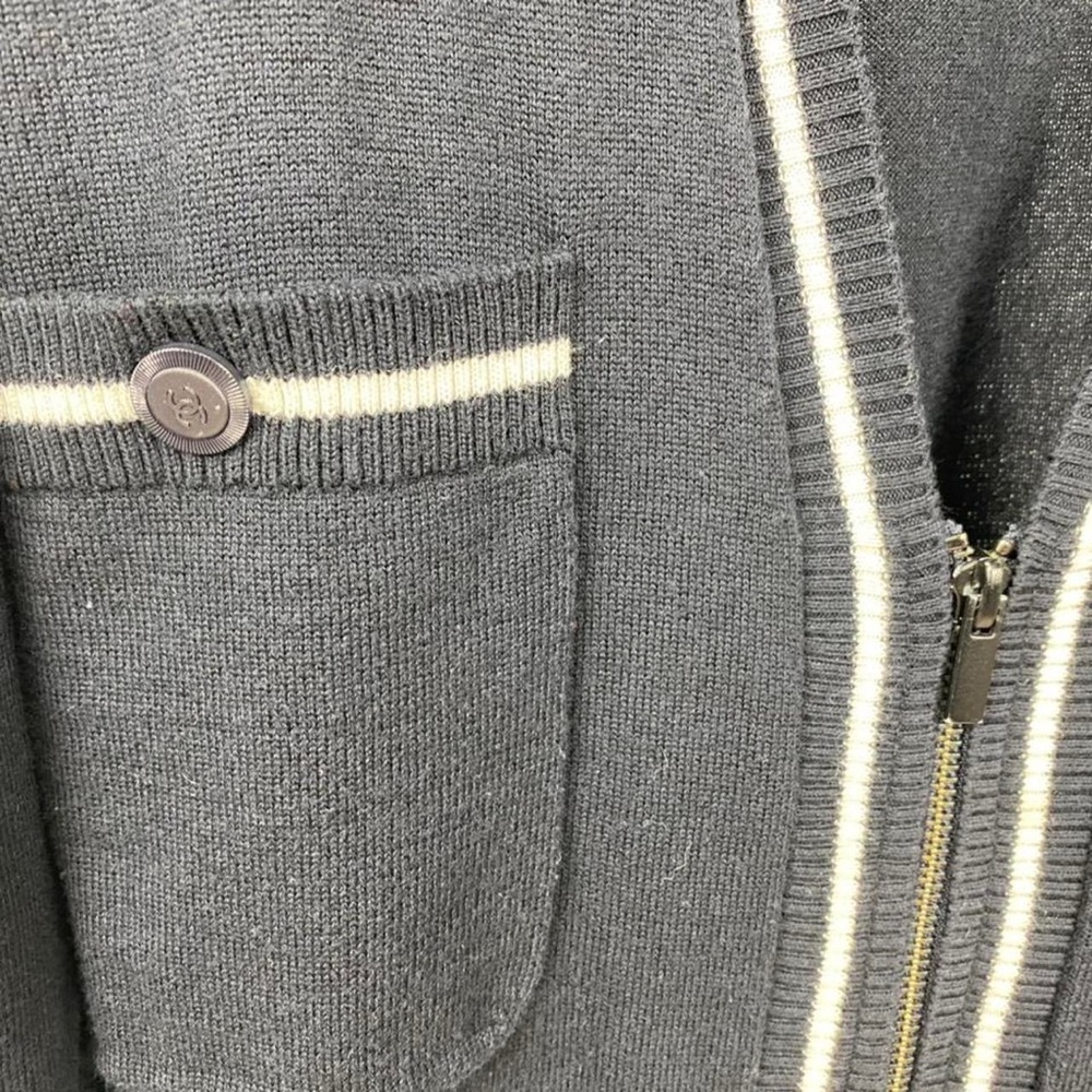 Chanel Uniform Long Preppy Cardigan in Navy Blue - Picture 3 of 7